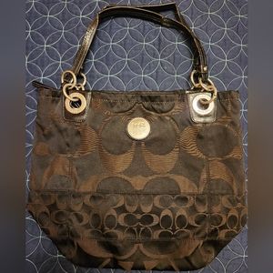 Used Black Coach Hobo Handbag